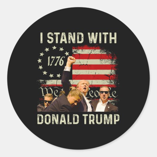 トランプ2024とおもしろい立つ ラウンドシール (正面)