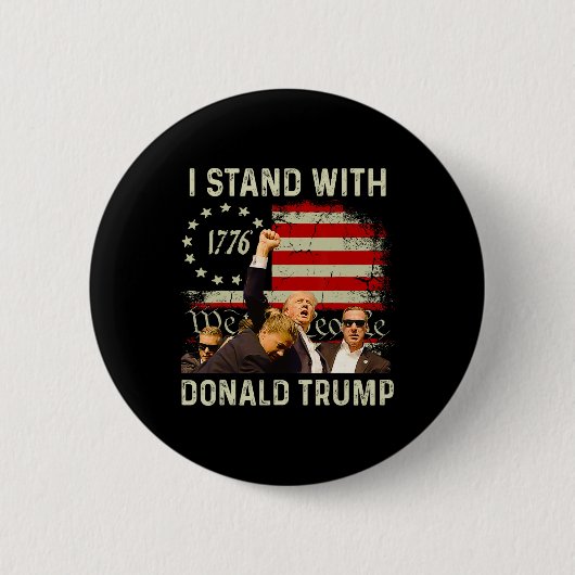 トランプ2024とおもしろい立つ 缶バッジ (正面)