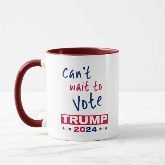 トランプ2024に投票するのを待つことができない マグカップ (左)