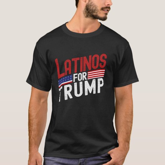 トランプ2024のためのラテン語2024米国国旗のヒスパニック Tシャツ (正面)