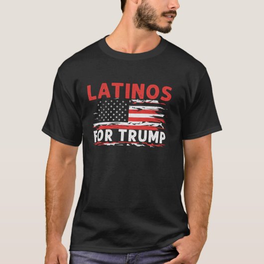トランプ2024のためのラテン語2024米国国旗のヒスパニック Tシャツ (正面)