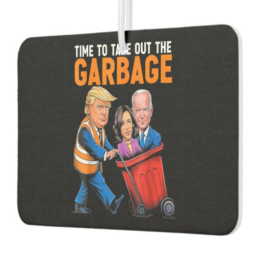 トランプ2024のゴミおもしろいギャーブを取り出す時間 カーエアーフレッシュナー (左)
