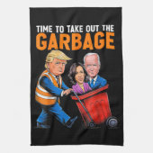 トランプ2024のゴミおもしろいギャーブを取り出す時間 キッチンタオル (縦)