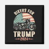 トランプ2024のバイクもしくは自転車に乗る人オートバイアメリカ国旗 マグネット (正面)
