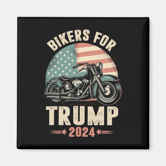 トランプ2024のバイクもしくは自転車に乗る人オートバイアメリカ国旗 マグネット (正面)