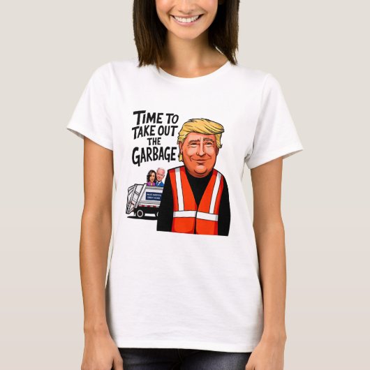 トランプ2024の時間おもしろいのガービージュ Tシャツ (正面)