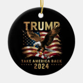 トランプ2024アメリカを取り戻すアメリカ国旗トランプ2 セラミックオーナメント (正面)