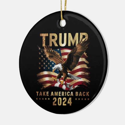 トランプ2024アメリカを取り戻すアメリカ国旗トランプ2 セラミックオーナメント (左)