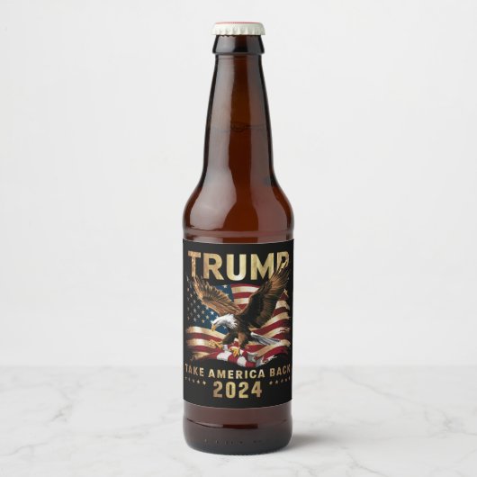 トランプ2024アメリカを取り戻すアメリカ国旗トランプ2 ビールラベル (正面)