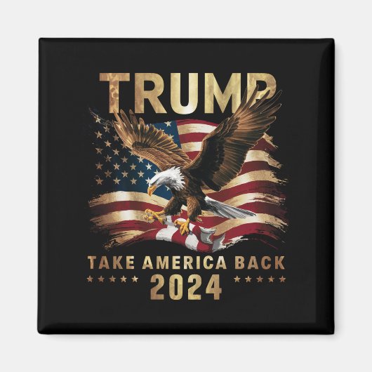 トランプ2024アメリカを取り戻すアメリカ国旗トランプ2 マグネット (正面)