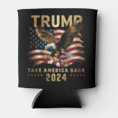 トランプ2024アメリカを取り戻すアメリカ国旗トランプ2 缶クーラー (正面)