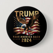 トランプ2024アメリカを取り戻すアメリカ国旗トランプ2 缶バッジ (正面)