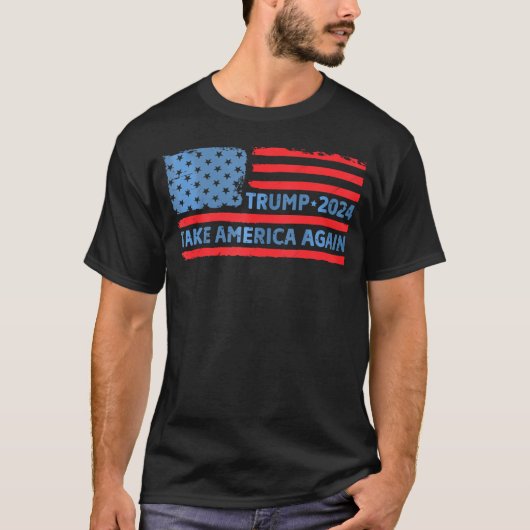トランプ2024アメリカを取り戻すアメリカ国旗トランプ2 Tシャツ (正面)