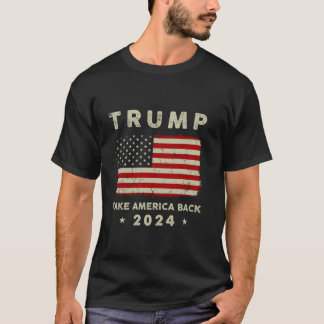 トランプ2024アメリカを取り戻すアメリカ国旗トランプ4 Tシャツ