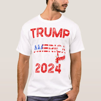 トランプ2024アメリカを取り戻すアメリカ国旗トランプ4 Tシャツ
