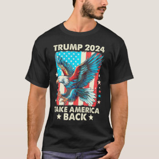 トランプ2024アメリカを取り戻すハゲ・イーグル米国国旗 Tシャツ