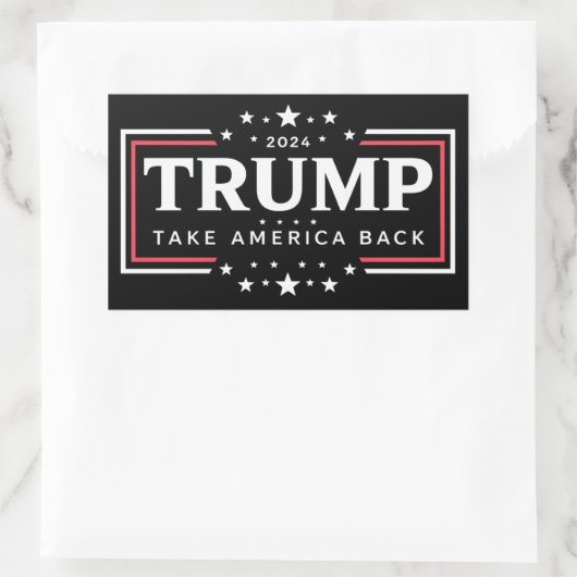 トランプ2024アメリカを取り戻す 長方形シール (バッグ)