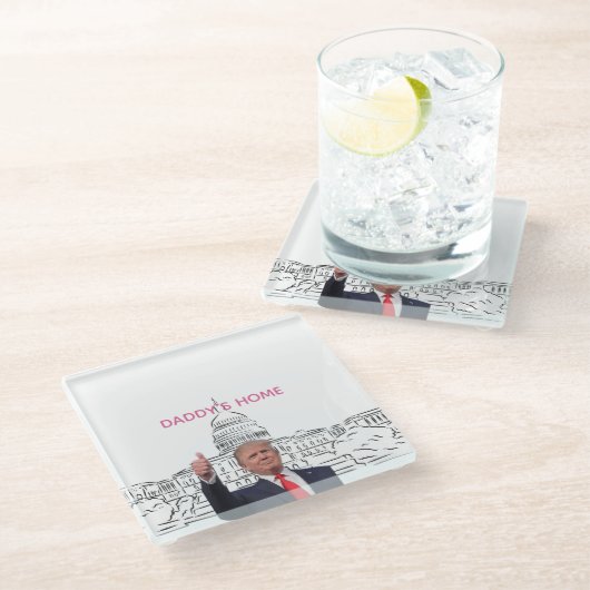 トランプ2024アメリカを連れ戻すパパの家 ガラスコースター (アングル)