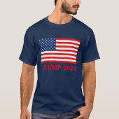 トランプ2024アメリカ国旗の基本的な黒いTシャツ Tシャツ (正面)