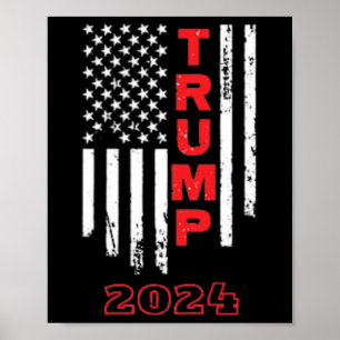 トランプ2024アメリカ国旗の大人ショートスリーブシャツ ポスター