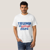 トランプ2024アメリカ国旗アダルトショートスル Tシャツ (正面フル)