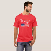 トランプ2024アメリカ国旗Red Donald Trump Tシャツ (正面フル)