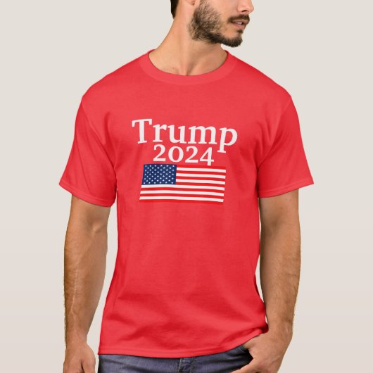 トランプ2024アメリカ国旗Red Donald Trump Tシャツ (正面)