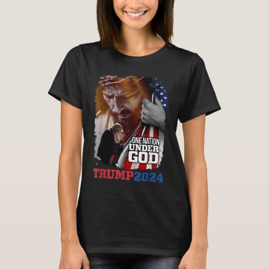 トランプ2024アメリカ大統領下の一つの国 Tシャツ (正面)