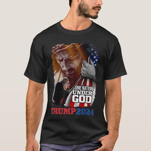 トランプ2024アメリカ大統領下の一つの国 Tシャツ (正面)