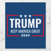 トランプ2024ア保メリカ素晴らし – 青い赤 ワインラベル (シングルラベル)