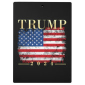 トランプ2024エレガント金ゴールドヴィンテージ米国国旗 クリップボード (裏面)