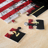 トランプ2024エレガント金ゴールドヴィンテージ米国国旗 ジグソーパズル (側面)