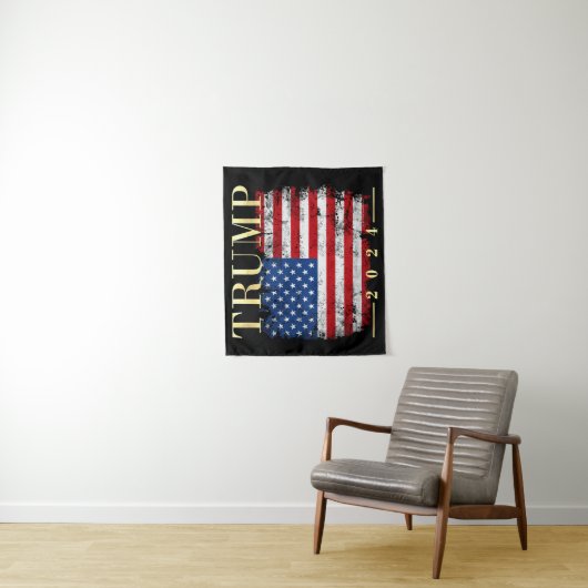 トランプ2024エレガント金ゴールドヴィンテージ米国国旗 タペストリー (インサイチュ)