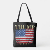 トランプ2024エレガント金ゴールドヴィンテージ米国国旗 トートバッグ (裏面)