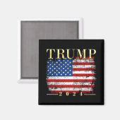 トランプ2024エレガント金ゴールドヴィンテージ米国国旗 マグネット (正面/裏面)