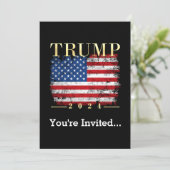 トランプ2024エレガント金ゴールドヴィンテージ米国国旗 招待状 (スタンド正面)