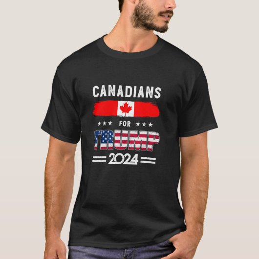 トランプ2024カナダ国旗の愛国的な覇権のためのカナダ Tシャツ (正面)