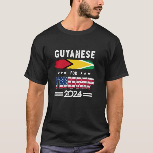 トランプ2024ガイアナ国旗の愛国的な覇権のためのガイヤネス Tシャツ (正面)
