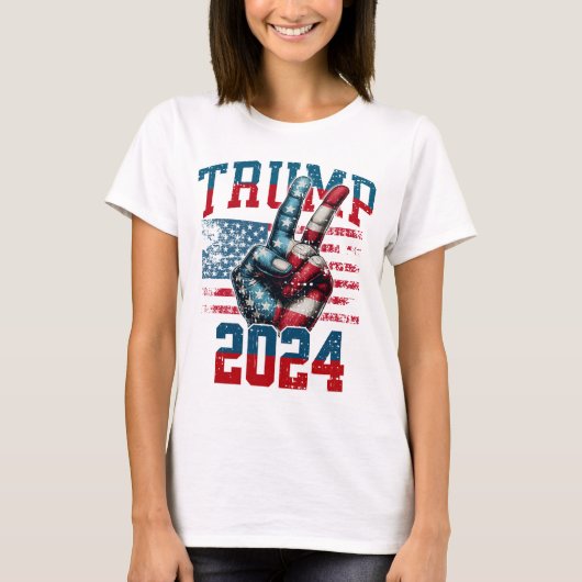 トランプ2024ガールウィメンズベーシックTシャツ Tシャツ (正面)