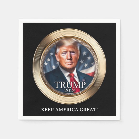 トランプ2024キャンペーンラリーノベルティ スタンダードカクテルナプキン (正面)