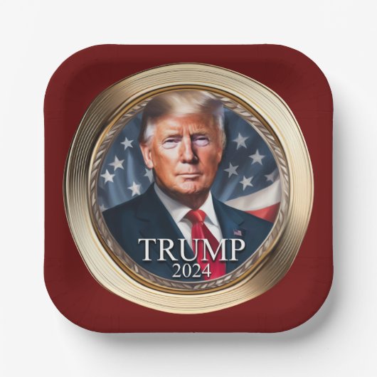 トランプ2024キャンペーン共和党レッド紙プレート ペーパープレート (正面)