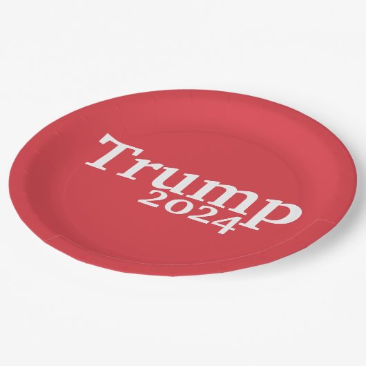 トランプ2024キャ赤と白ンパ大統領のー ペーパープレート (アングル)