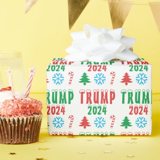 トランプ2024クリスマスフェスティバルラッピング紙 ラッピングペーパー (誕生日パーティー)
