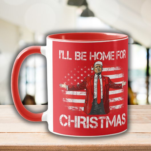 トランプ2024クリスマスレッドの家に帰る マグカップ