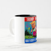 トランプ2024ゴルフ以前はおもしろい ツートーンマグカップ (正面左)