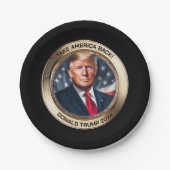トランプ2024テイクアメリカバックノベルティ ペーパープレート (正面)