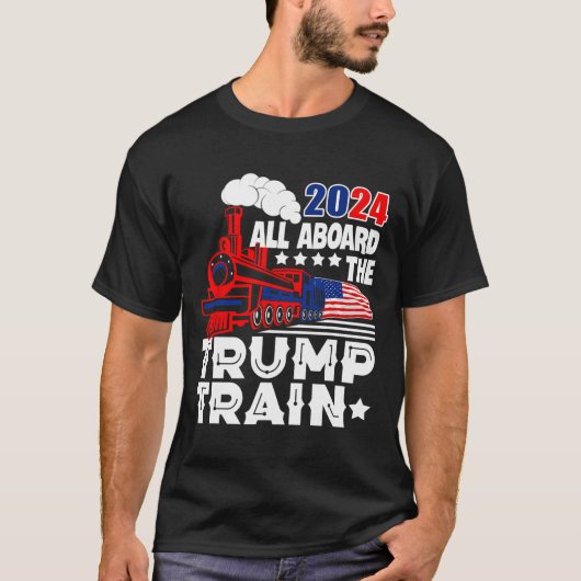 トランプ2024トランプ列車アメリカ合衆国に乗って Tシャツ (正面)