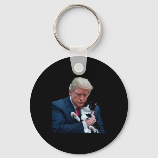 トランプ2024ネコおもしろいメガトランプ猫 キーホルダー (正面)