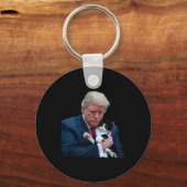 トランプ2024ネコおもしろいメガトランプ猫 キーホルダー (正面)