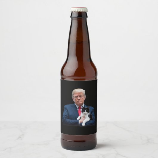 トランプ2024ネコMAGAトおもしろいランプ猫 ビールラベル (正面)